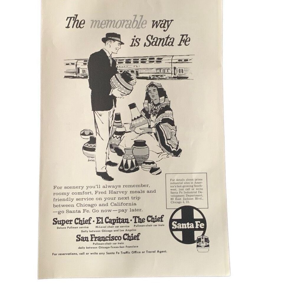 Vintage 1962 Santa Fe Rail Memorable Way Ad Advertisement